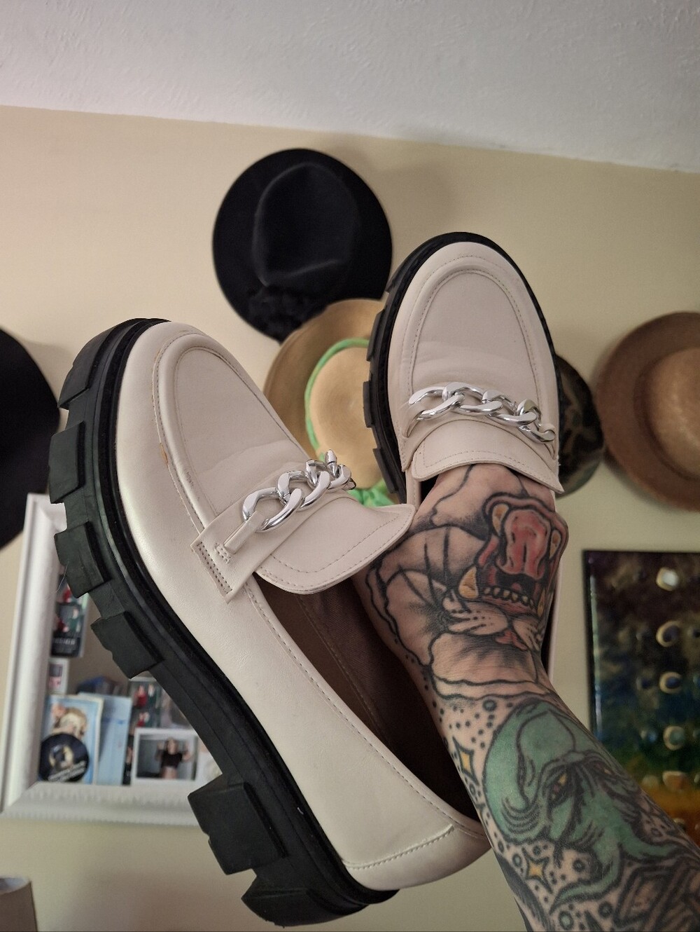 No Boundaries white Platform Loafers